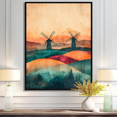 Dristi Windmills Into A Summer Field Landscape III - Windmills, art mural