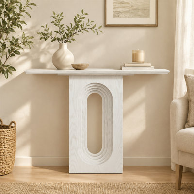 47.24" Modern Loopback Console Table, Narrow Entryway Sofa Table,White