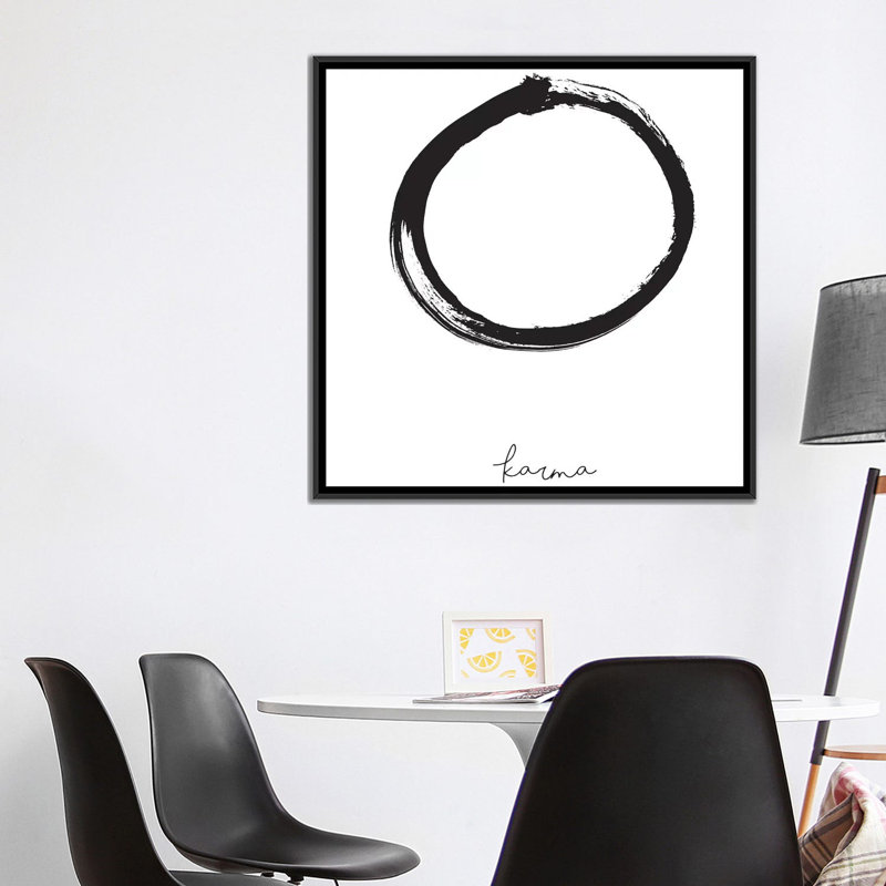 «Karma», reproduction sur toile, H 37 po x l 37 po x P 1,5 po, Toile avec cadre noir, Pas de tapis