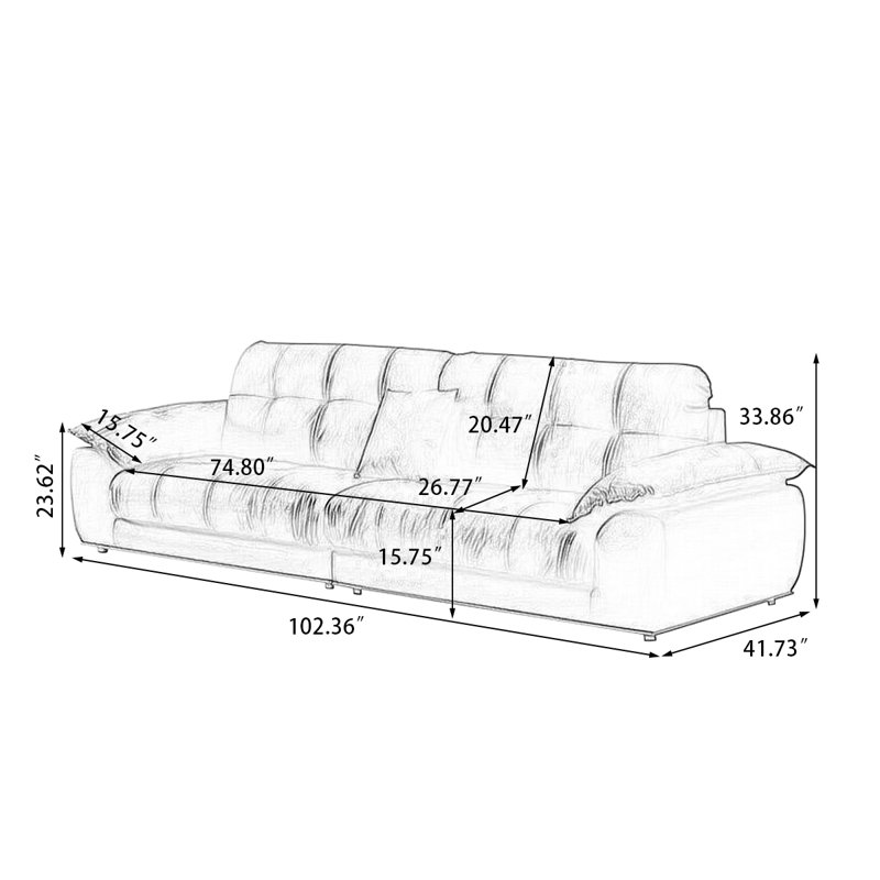 Canapé modulaire en similicuir caramel, L 102,36 po