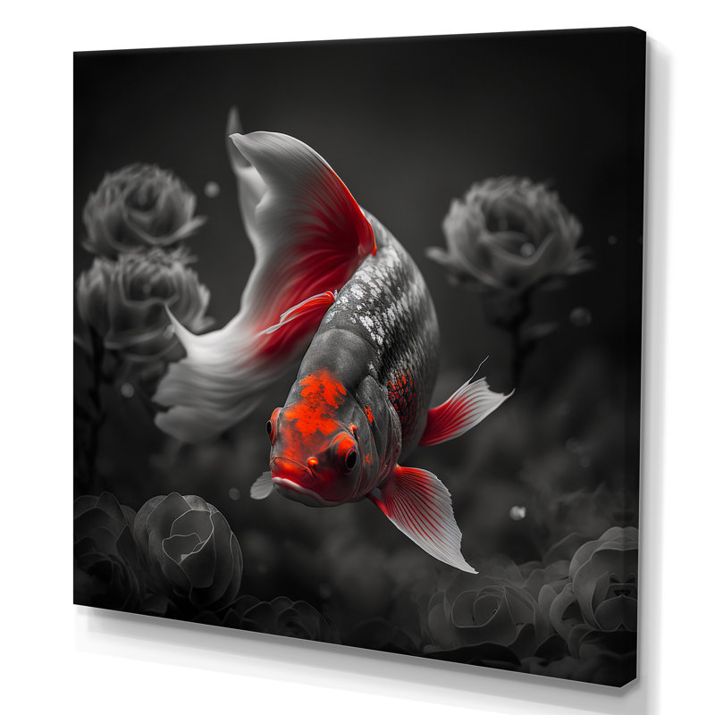 «Mulero Black and Red Tropical Fish IV», reproduction sur toile, H 16 po x l 16 po x P 1 po, Toile tendue