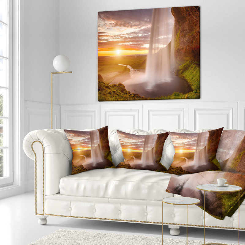 Coussin décoratif cascade au coucher du soleil, 16 po x 1 po, Coussin décoratif
