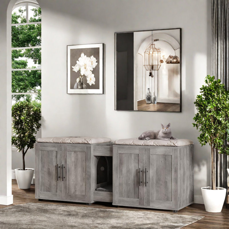 Litter Box Enclosure With Double Room