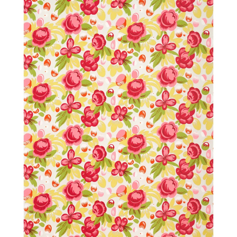 Tissu June, Coquelicot / jaune