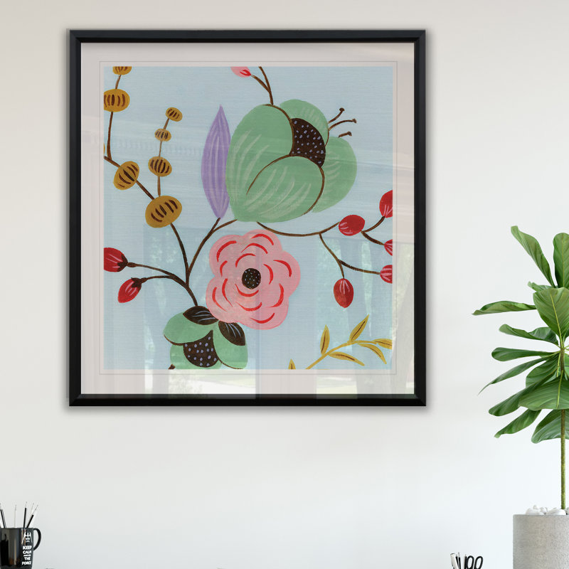 Fleurs rétro II - reproduction de cadre photo sur papier, H 30,5 po x l 30,5 po x P 1,5 po