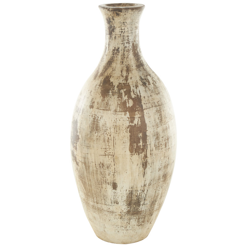 Korneliya Ceramic Antique Style Distressed Decorative Brown Vase