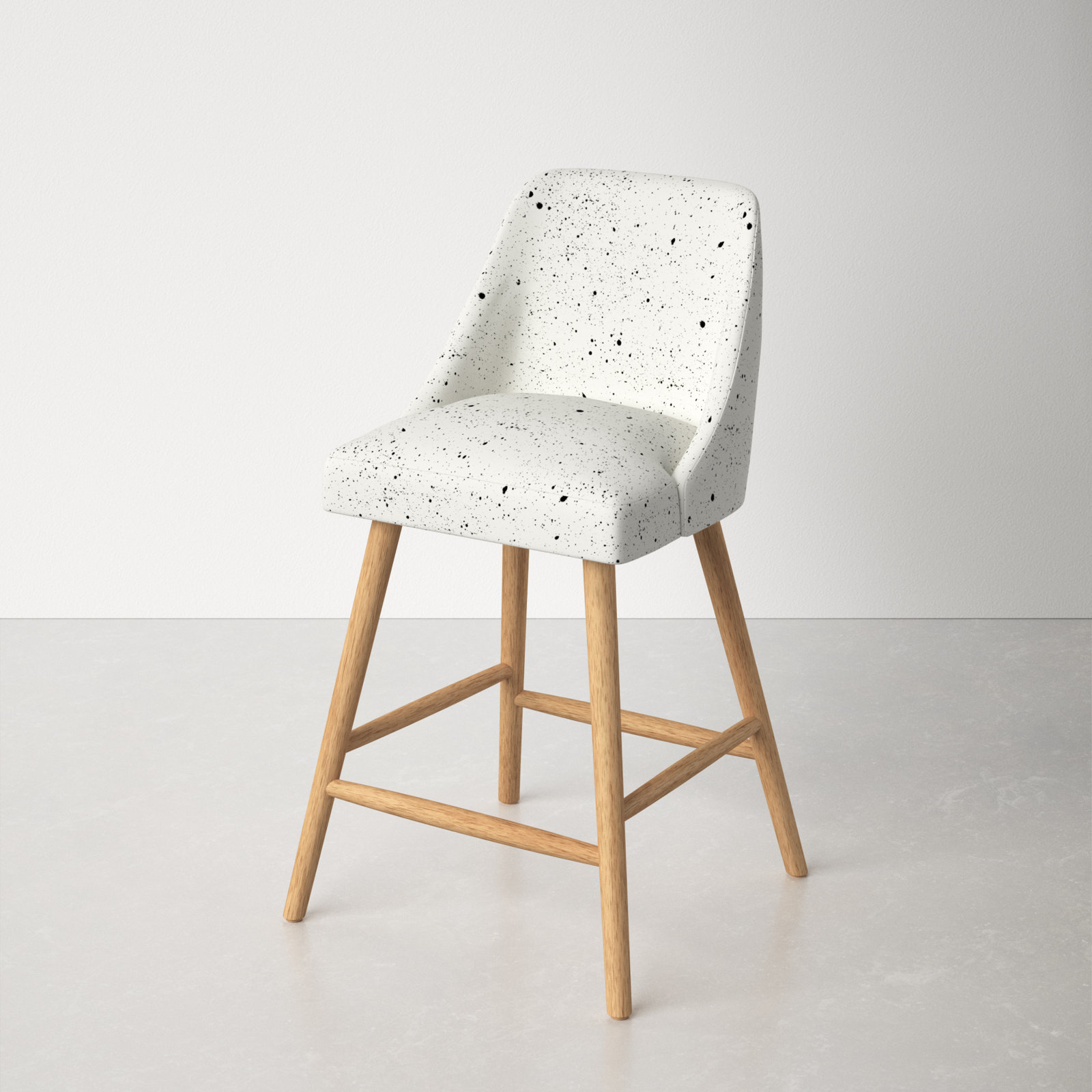Gallie Bar Stool, Counter Stool (27” Seat Height), Natural, Splatter Ink