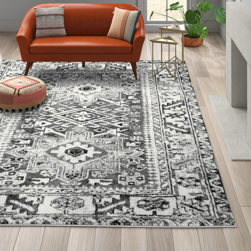 Allanton Oriental Gray/Ivory Area Rug, Rectangle 9' x 12'