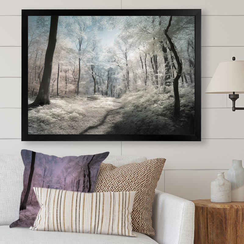 Ryiah " Snow Covered Trees ", Black Picture Framed, 12" H x 20" W x 1" D