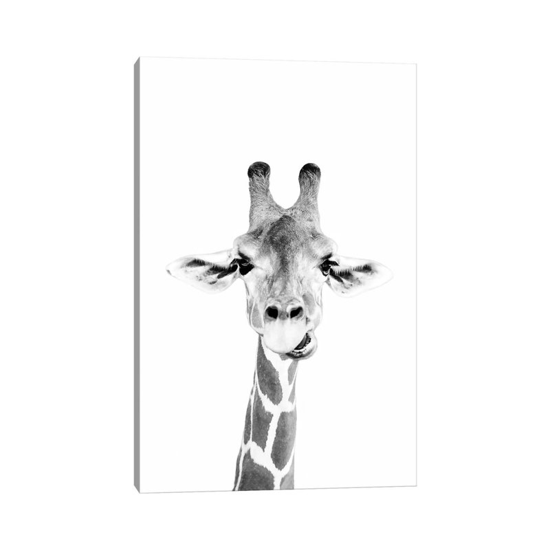 Happy Giraffe In Black & White by Sisi & Seb - Wrapped Canvas Print, 66.04 cm H x 45.72 cm W x 1.91 cm D