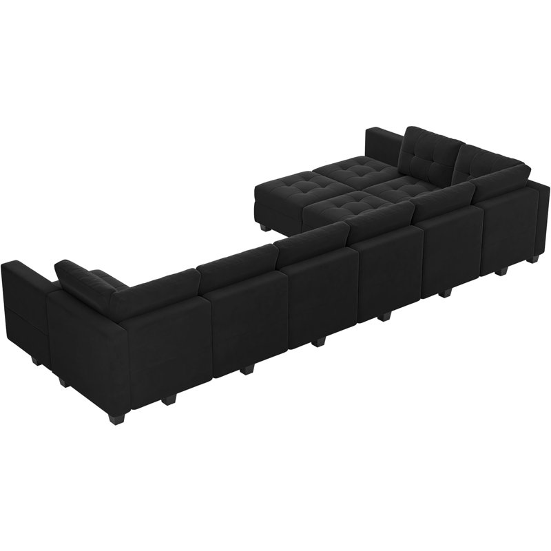 Soneson Upholstered Sectional Reversible, Black Velvet