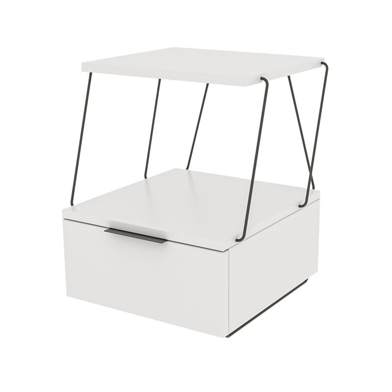 Table de chevet 1 tiroir Derria, Blanc