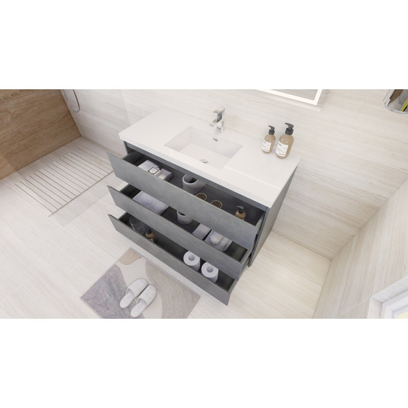 Ensemble de meuble-lavabo simple 48 po, Gris ciment