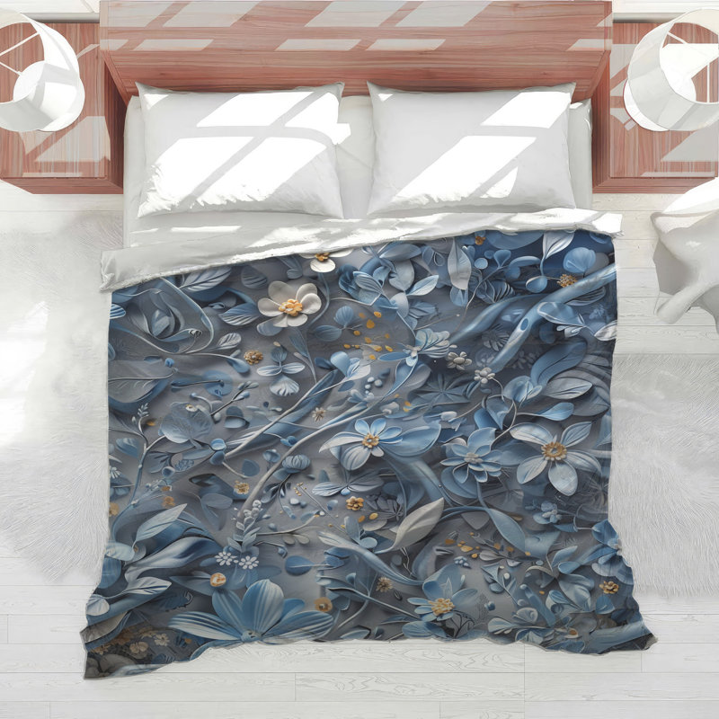 Floral Blue Blooms Comforter, King