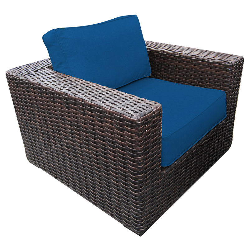 Chaise de patio avec coussins Sireci, Bleu