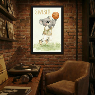 Animals Koala Playing Basketball With Ball Number Six