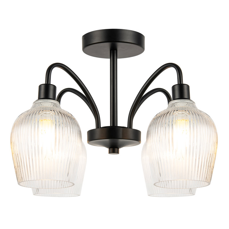 Glass Semi Flush Mount, Matte Black