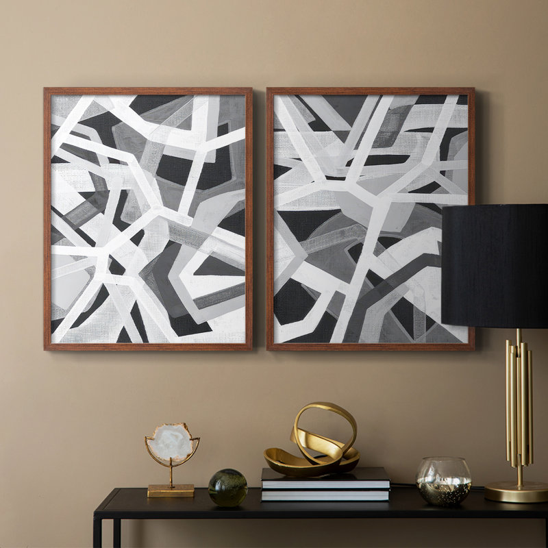 Magnetic Grays I - impression encadrée de qualité supérieure - prête à être accrochée - aucun clou requis - aucun clou requis