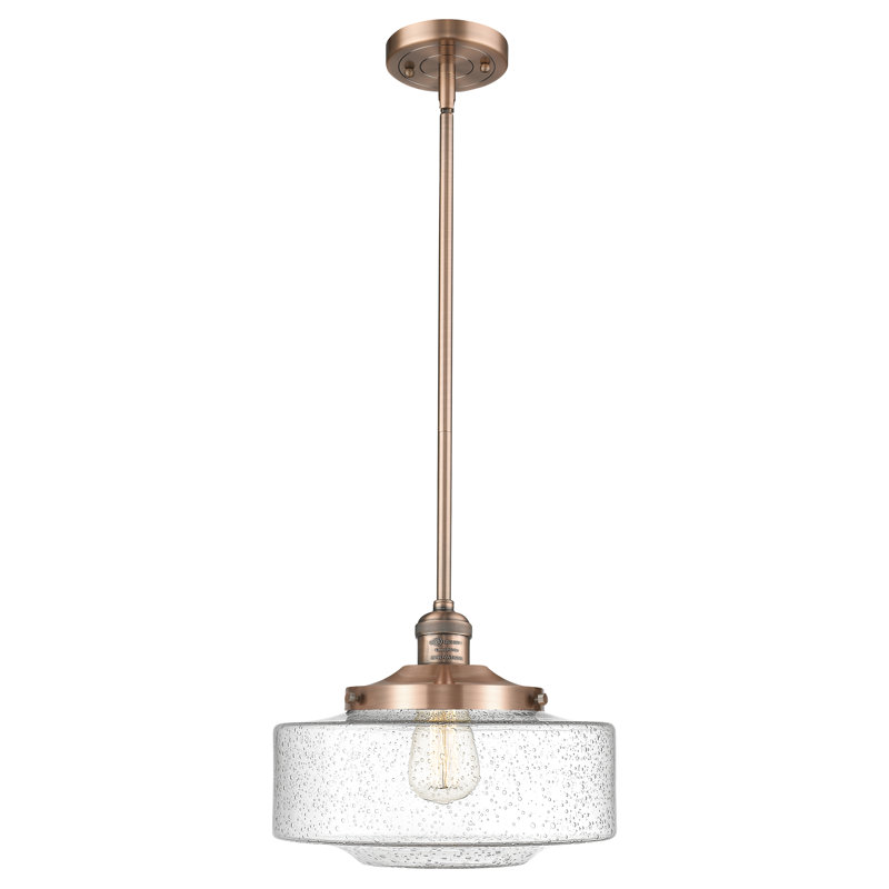 Franklin Restoration - Bridgeton - 1 Light Stem Hung Mini Pendant - Bulb Not Included - Shade, Seedy, Antique Copper