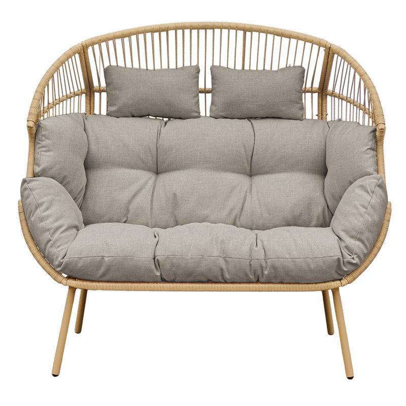 Cocona 2 Seat Standing Egg Chair, Brown, Beige