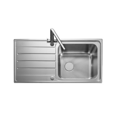 Rangemaster Sink & Taps 500mm W Single Bowl Stainless Steel Drop-In Kitchen Sink with 1 Faucet Hole