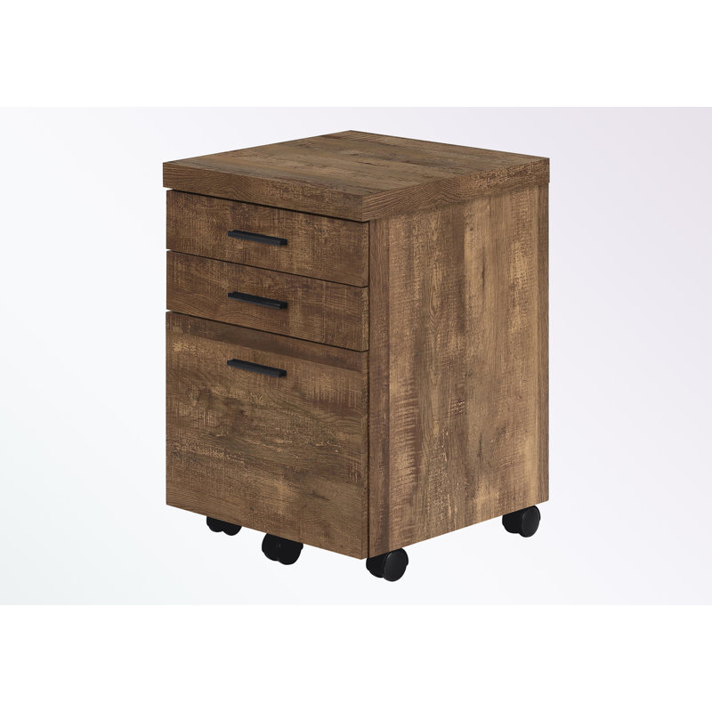 18.25'' Wide 3 -Drawer Mobile File Cabinet, Brown