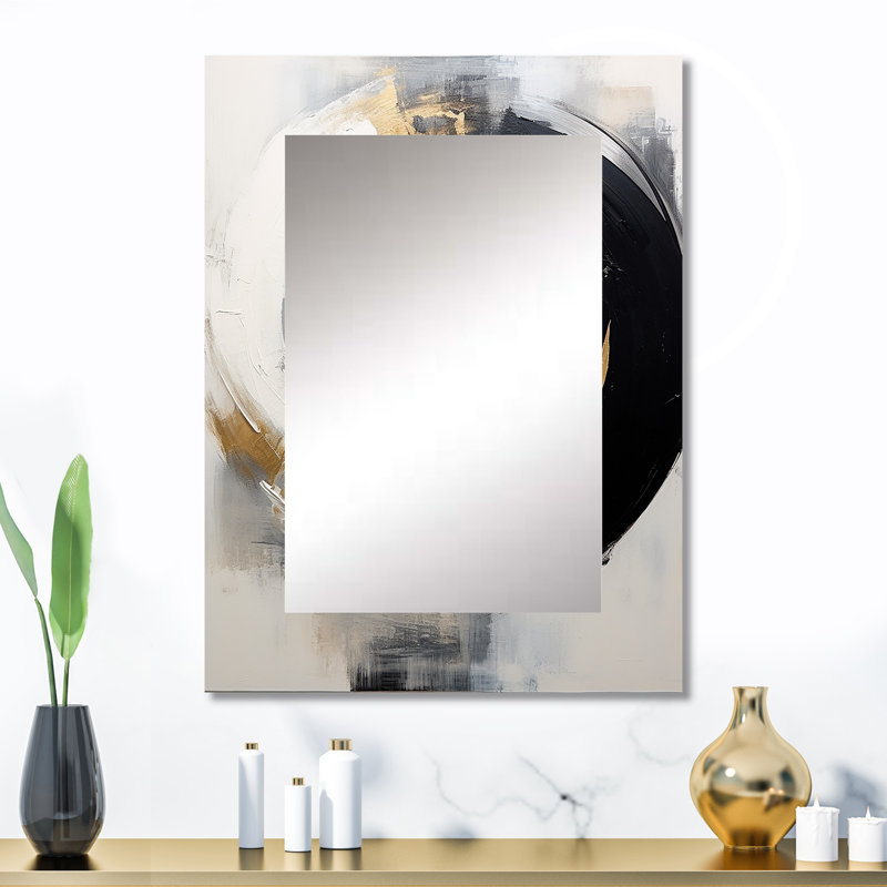 New Balance Dreams Abstract Gold And Black I - Abstract Painting Decorative Wall Mirror, Gold Mirror, Printed Metal Art