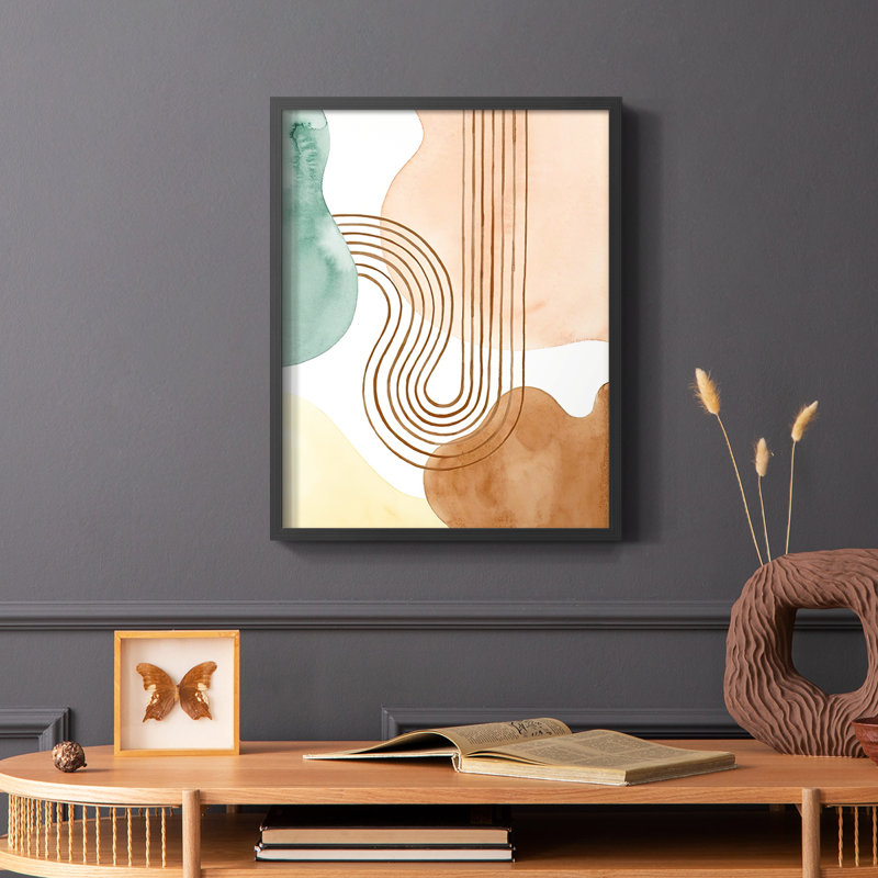 «Spring Shapes II», reproduction encadrée - bois massif, Noir, H 14 po x l 11 po
