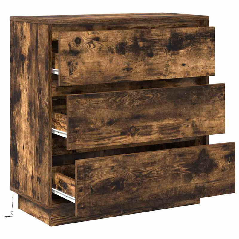 Bedside Cabinet 71 X 34.5 X 75 Cm Engineered Wood, Smoked Oak