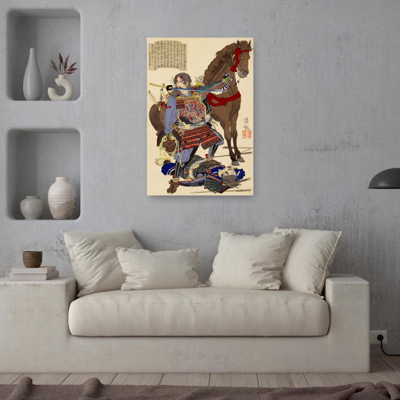Samouraï et cheval, H 36 po x l 24 po