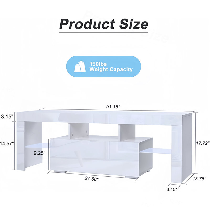 LED TV Stand for Televisions up to 55 Inchs, White