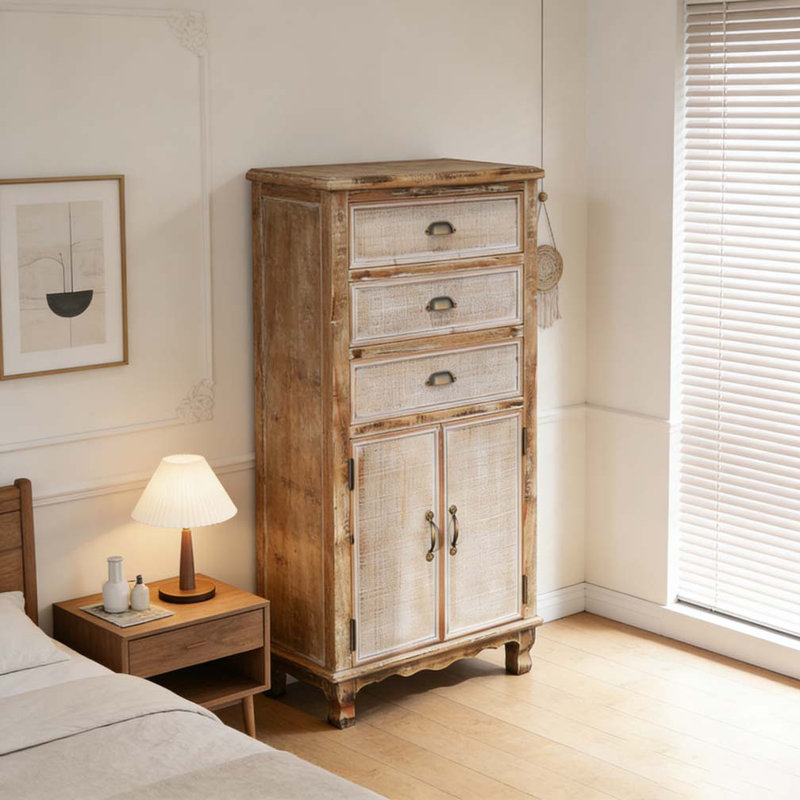 Armoire de rangement en bois rustique, Blanc ancien