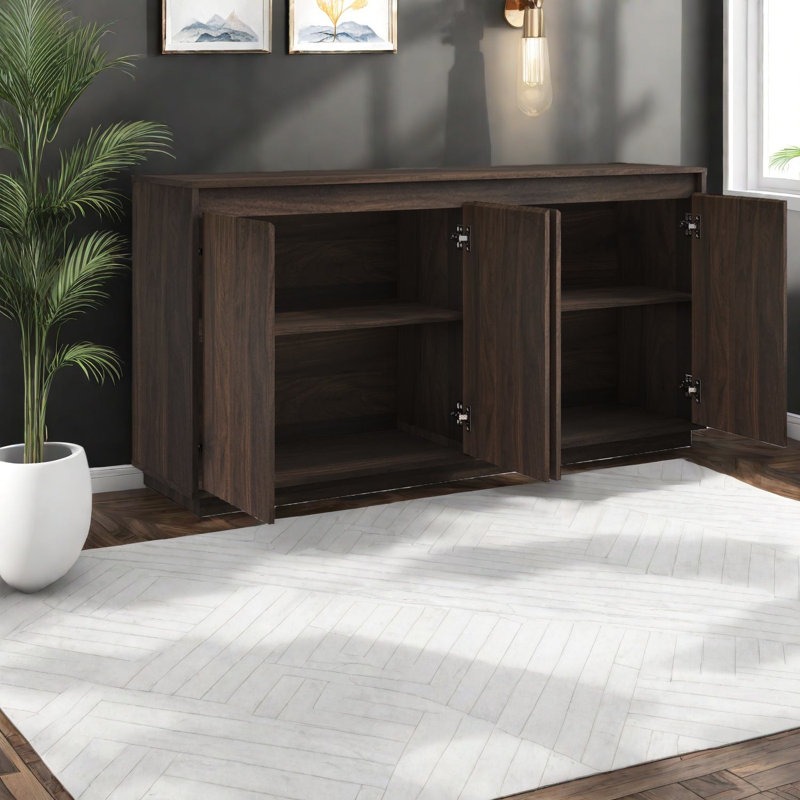 Sideboards & Buffets With Power Outlet, Walnut Wood, Modern Kitchen