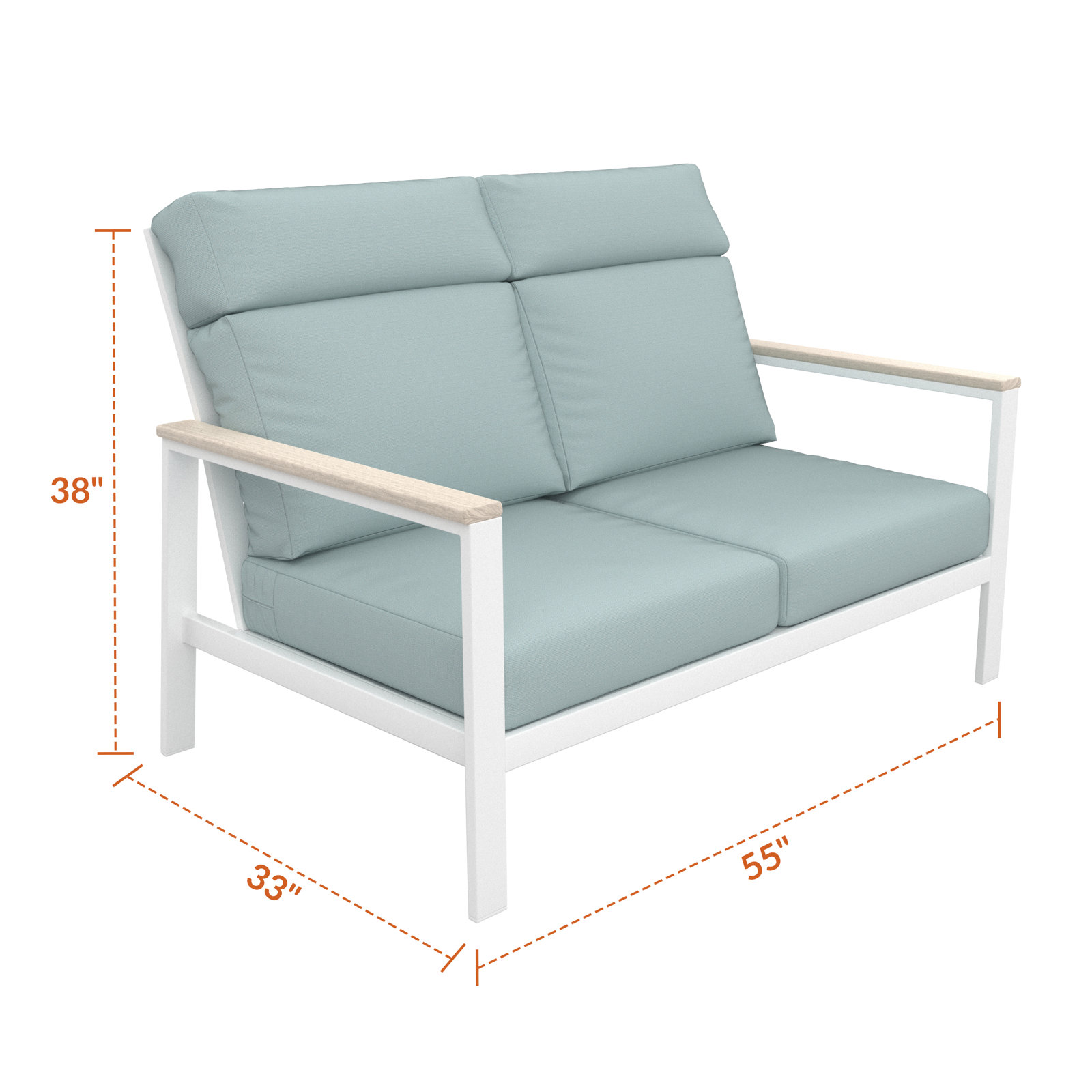 Townsend 55" Sunbrella® Patio Loveseat, Bliss Dew, White