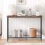 Console étroite 41,5 po - Petite table d'entrée avec tablette en verre et structure en métal, table de canapé étroite derrière le canapé, brun rustique