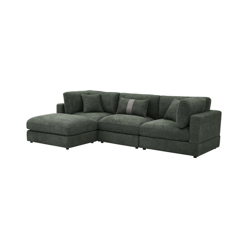 Luxecloud Modular Sectional, Green Boucle/Polyester