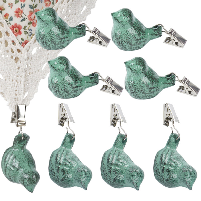 Ensemble de 8 poids de nappe lourds en fonte pour tables d'extérieur, poids de nappe à pince, poids pour rideaux, poids de drapeau pour le vent (vert 8 pièces)