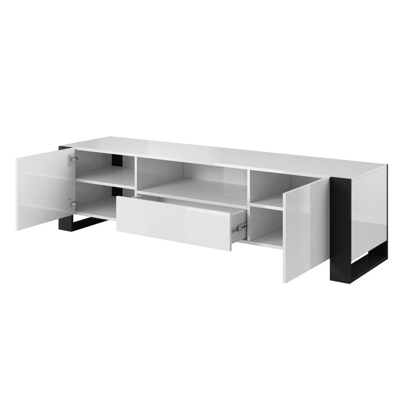 Meuble télé 71 po Woody, Blanc / Noir