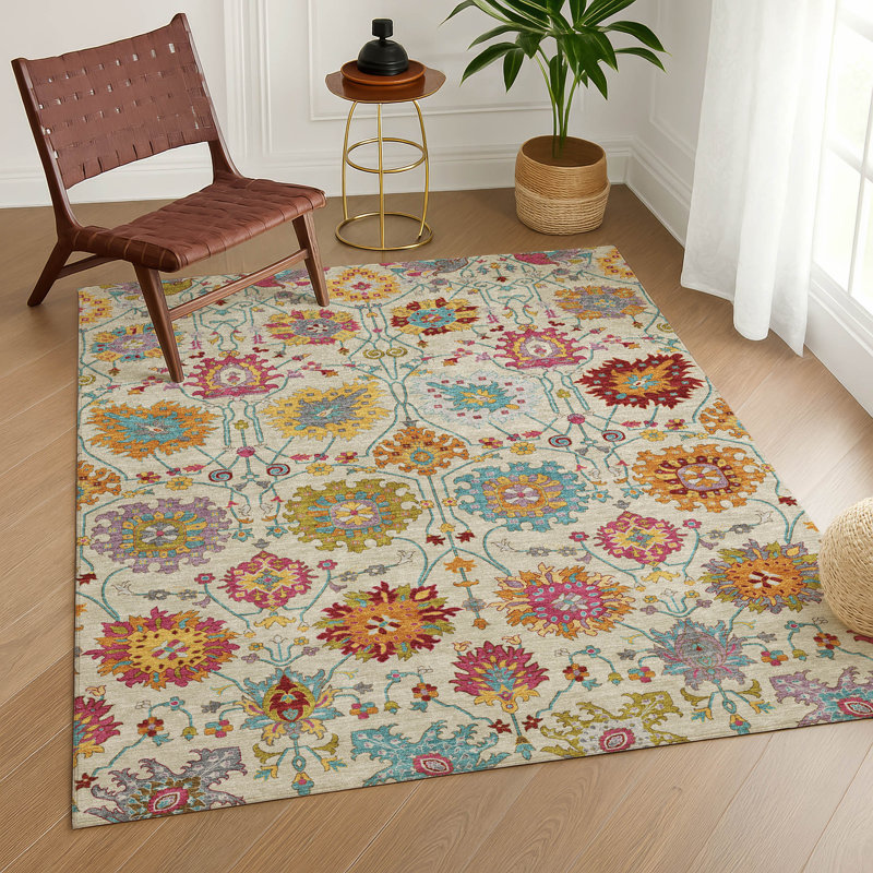 Tapis damassé intérieur / extérieur lavable à la machine ACN2288, Rectangle 2 pi 6 po x 3 pi 10 po