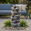 Fontaine cascade de cascade de roches à niveaux avec lumières DEL, décoration extérieure de jardin en pierre