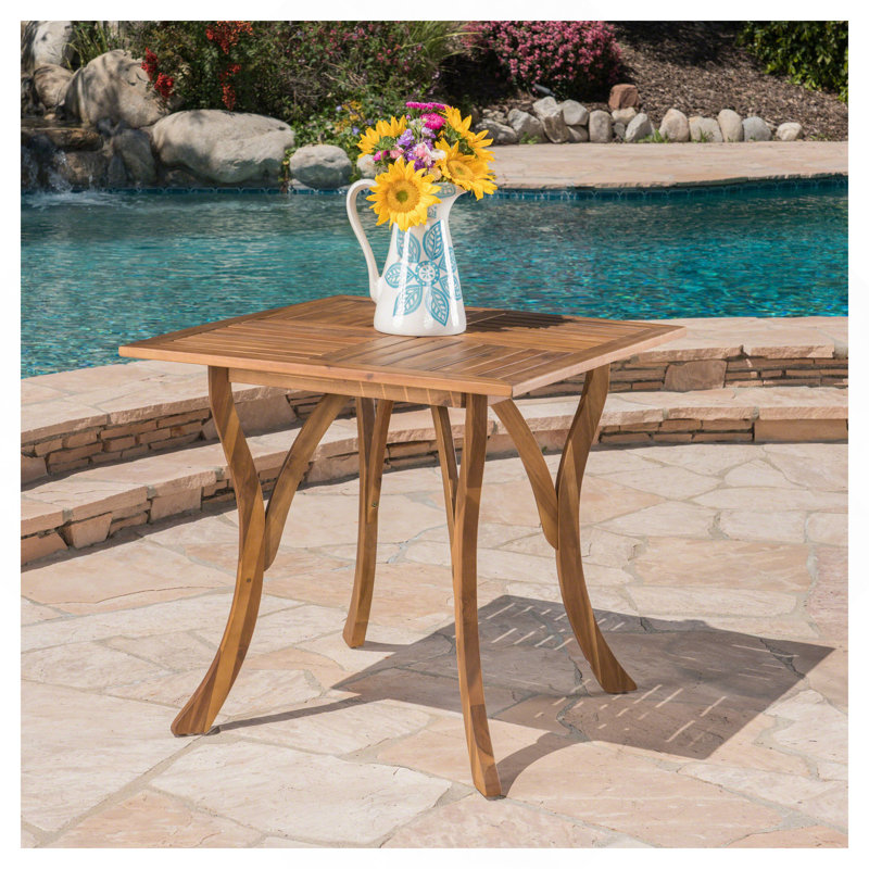 Outdoor Acacia Wood Square Dining Table - 31.50"L X 31.50"W X 30.00"H - Natural Brown