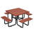 Square Picnic Table Set With Solid Wood Top And Built-In Benches
