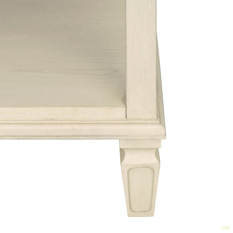 Table de chevet d'inspiration française avec rangement ouvert, Crème