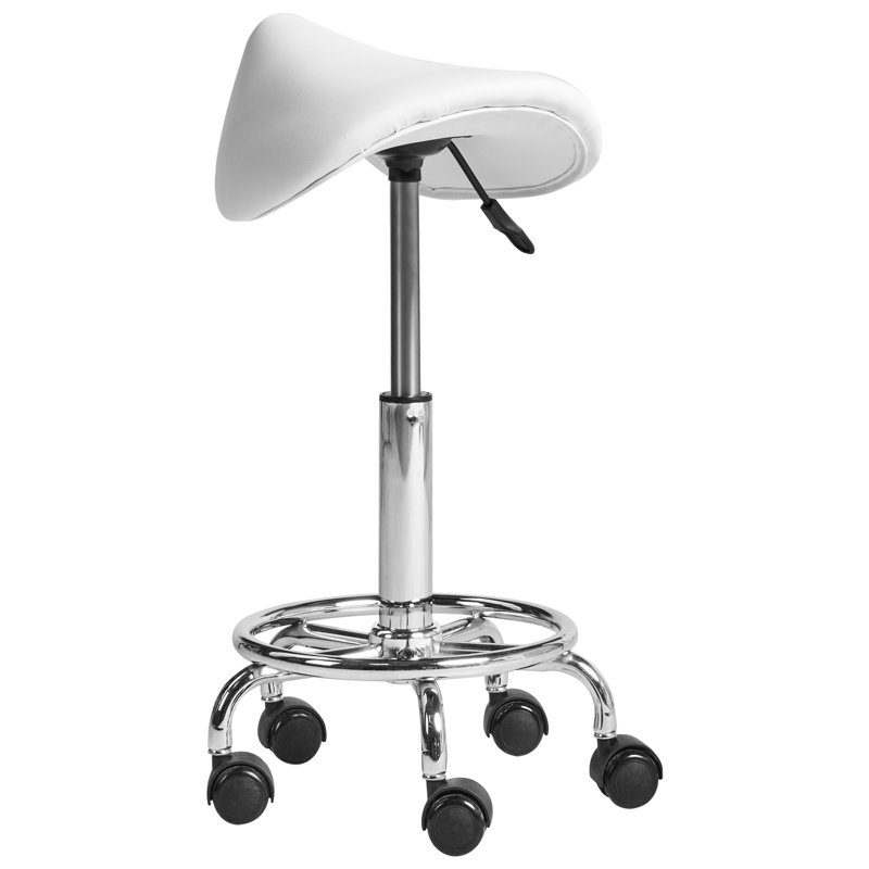 Adjustable Height Ergonomic Active Stool with Footrest, White