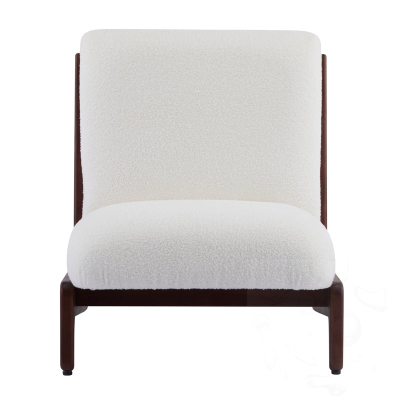 Chaise d'appoint rembourrée en bois avec dossier, Beige, Noir