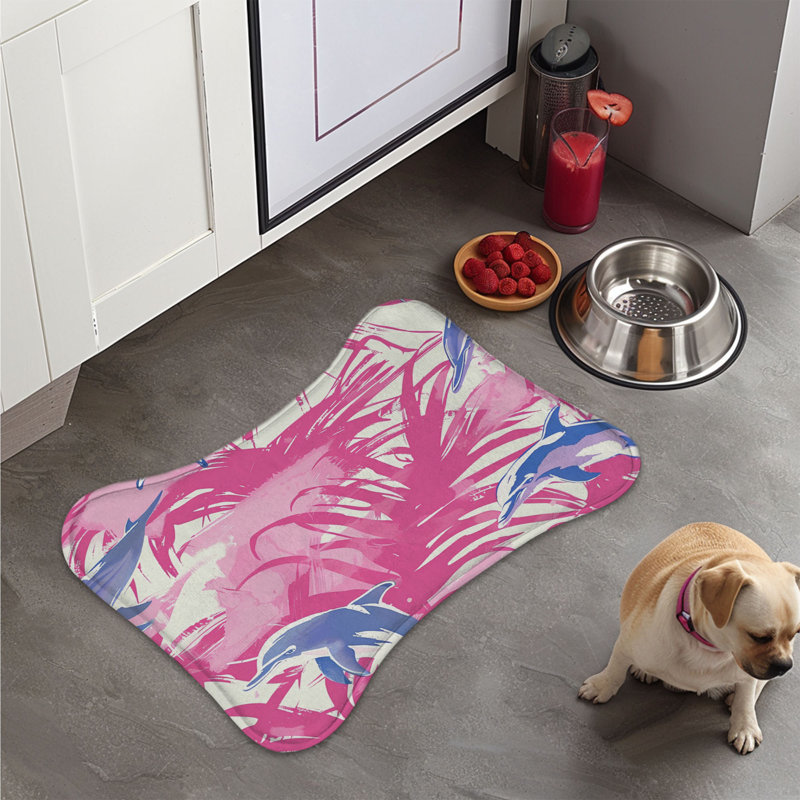 Preppy Dolphins Designs - Tapis d'alimentation en os 1 pièce, Moyen (18 po)