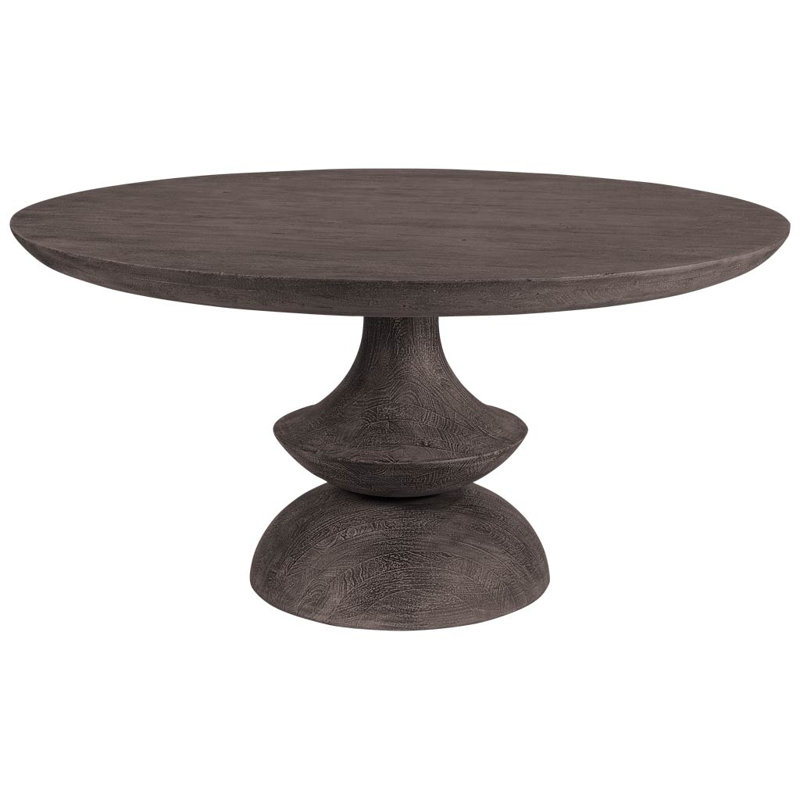 Ab Round Solid Wood Dining Table, Charcoal
