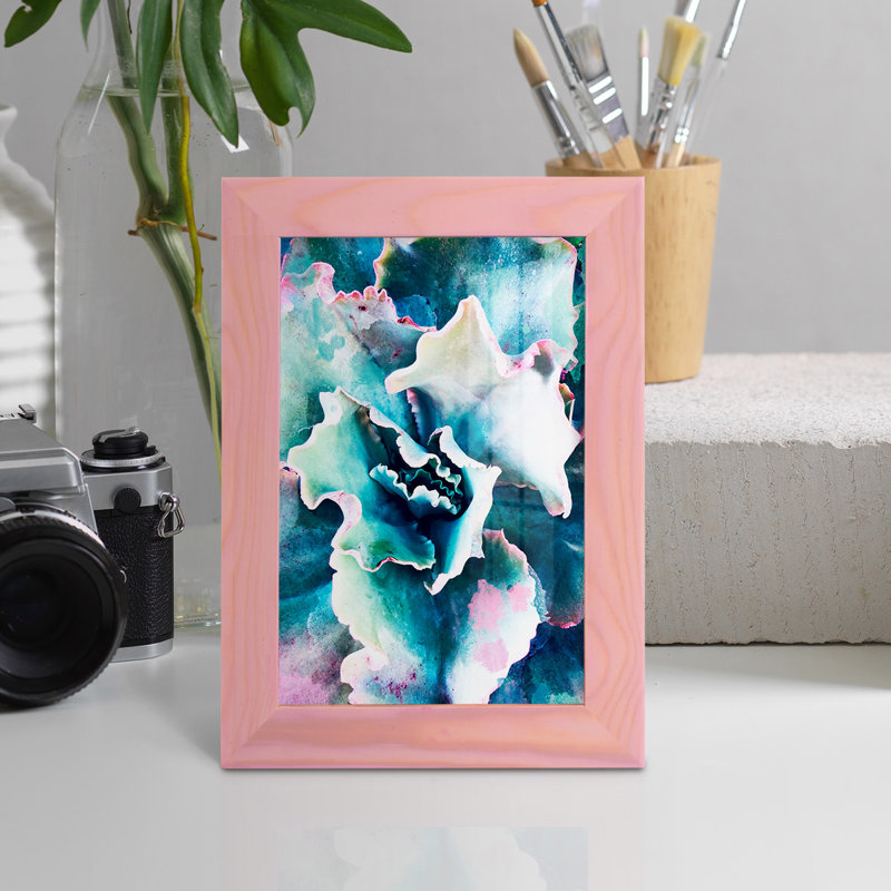 «Pastel Succulent Beauty I», reproduction de cadre photo simple, H 7 po x l 5 po x P 1 po, Rose