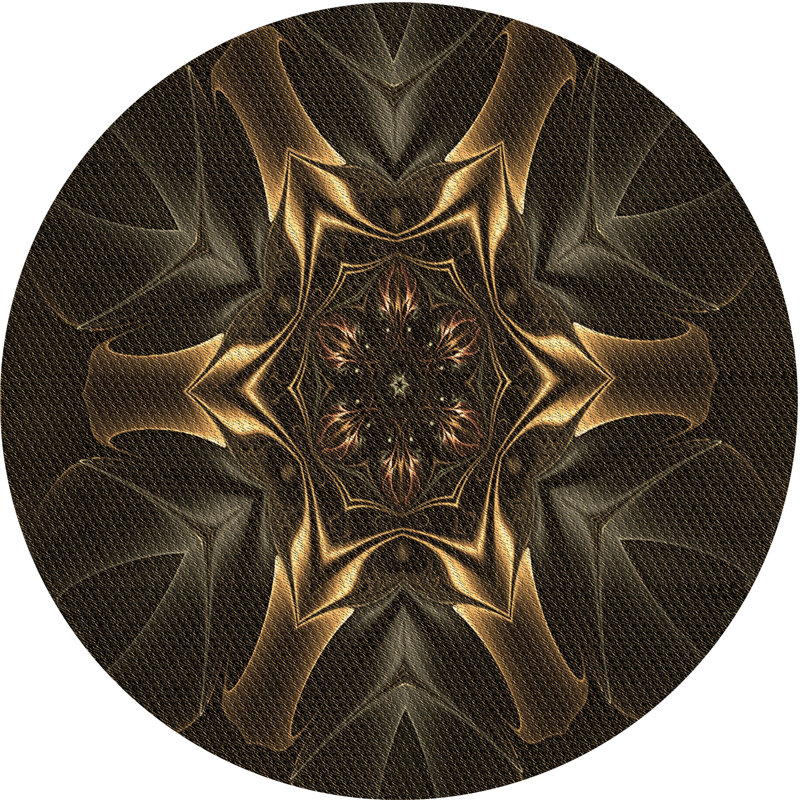 Tapis brun/noir en laine, Rond 4 pi