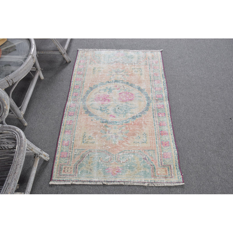 Tapis turc vintage rétro Oushak - idéal pour les petites cuisines ou comme élément décoratif classique